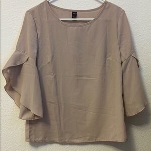 SHEIN Beige Ruffle Sleeve Blouse